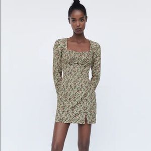NWT Zara Floral Long Sleeve Mini Dress